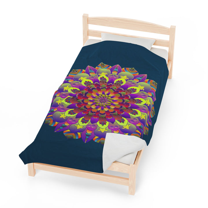 Plush Blanket - Dark Teal Hand Drawn Mandala Art - Medium All Over Prints - Blululi