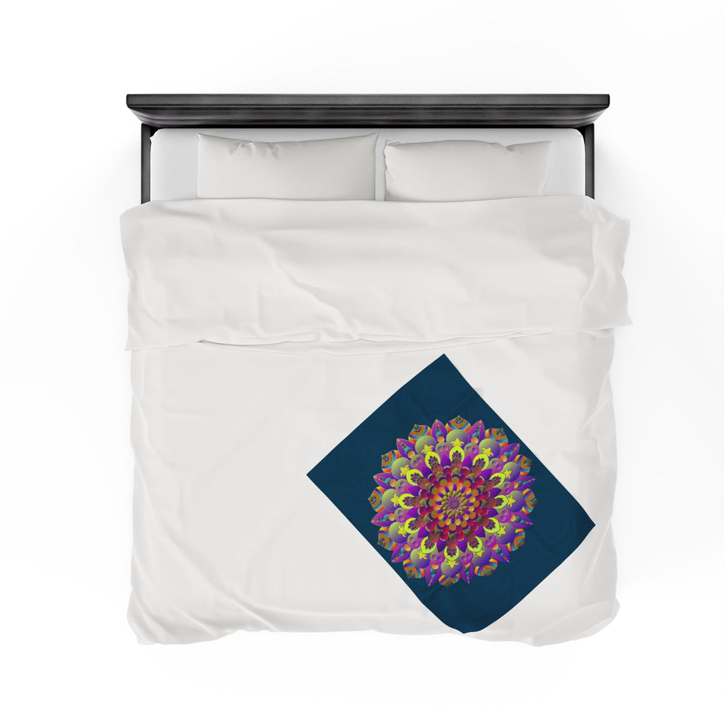 Plush Blanket - Dark Teal Hand Drawn Mandala Art - Medium All Over Prints - Blululi