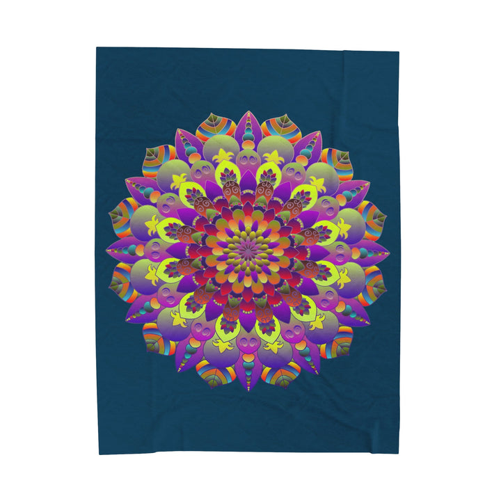 Plush Blanket - Dark Teal Hand Drawn Mandala Art - Medium All Over Prints - Blululi