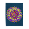 Plush Blanket - Dark Teal Hand Drawn Mandala Art - Medium All Over Prints - Blululi