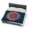 Plush Blanket - Dark Teal Hand Drawn Mandala Art - Medium All Over Prints - Blululi