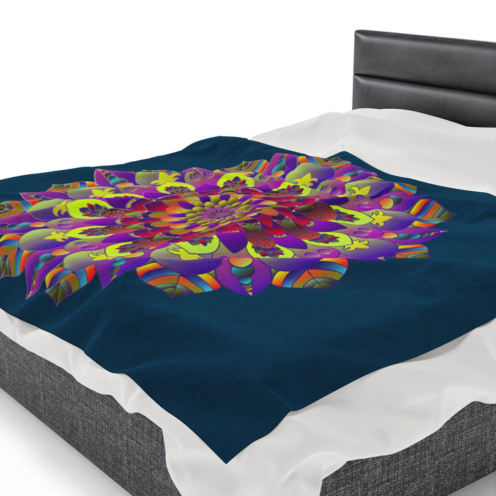 Plush Blanket - Dark Teal Hand Drawn Mandala Art - Medium All Over Prints - Blululi