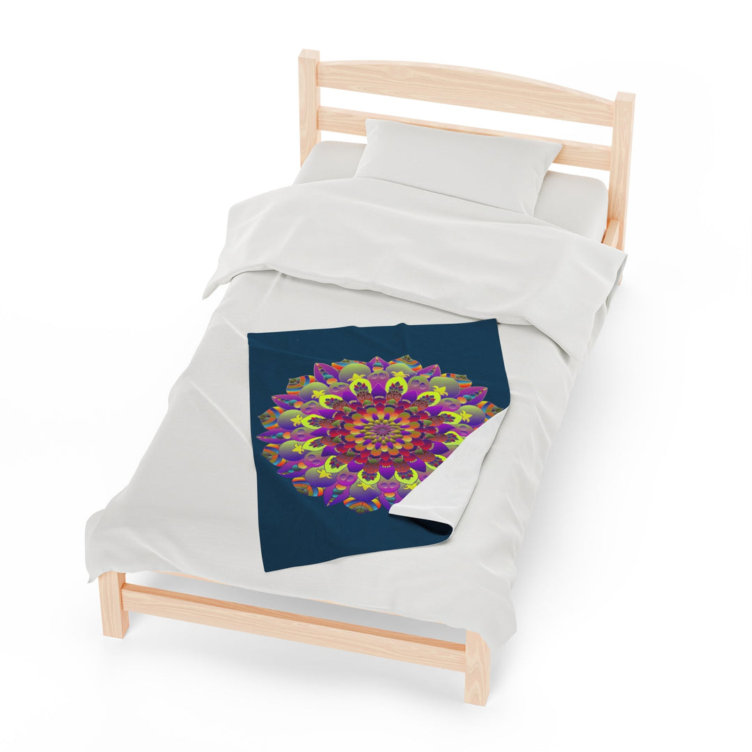 Plush Blanket - Dark Teal Hand Drawn Mandala Art - Medium All Over Prints - Blululi