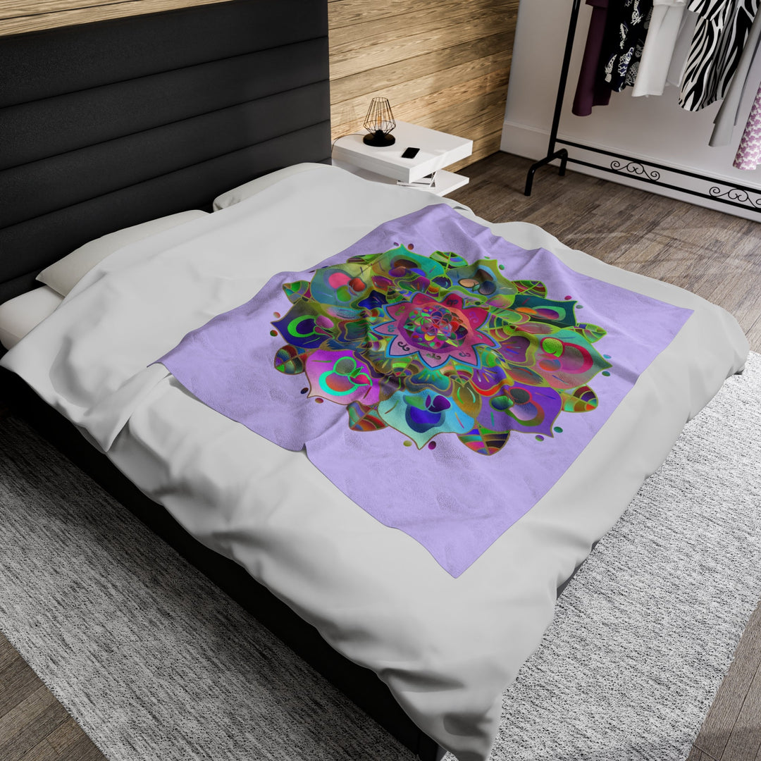 Plush Blanket - Lavender Mandala Design All Over Prints - Blululi