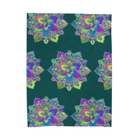 Plush Mandala Art Blanket - Dark Teal, Standard Size All Over Prints - Blululi