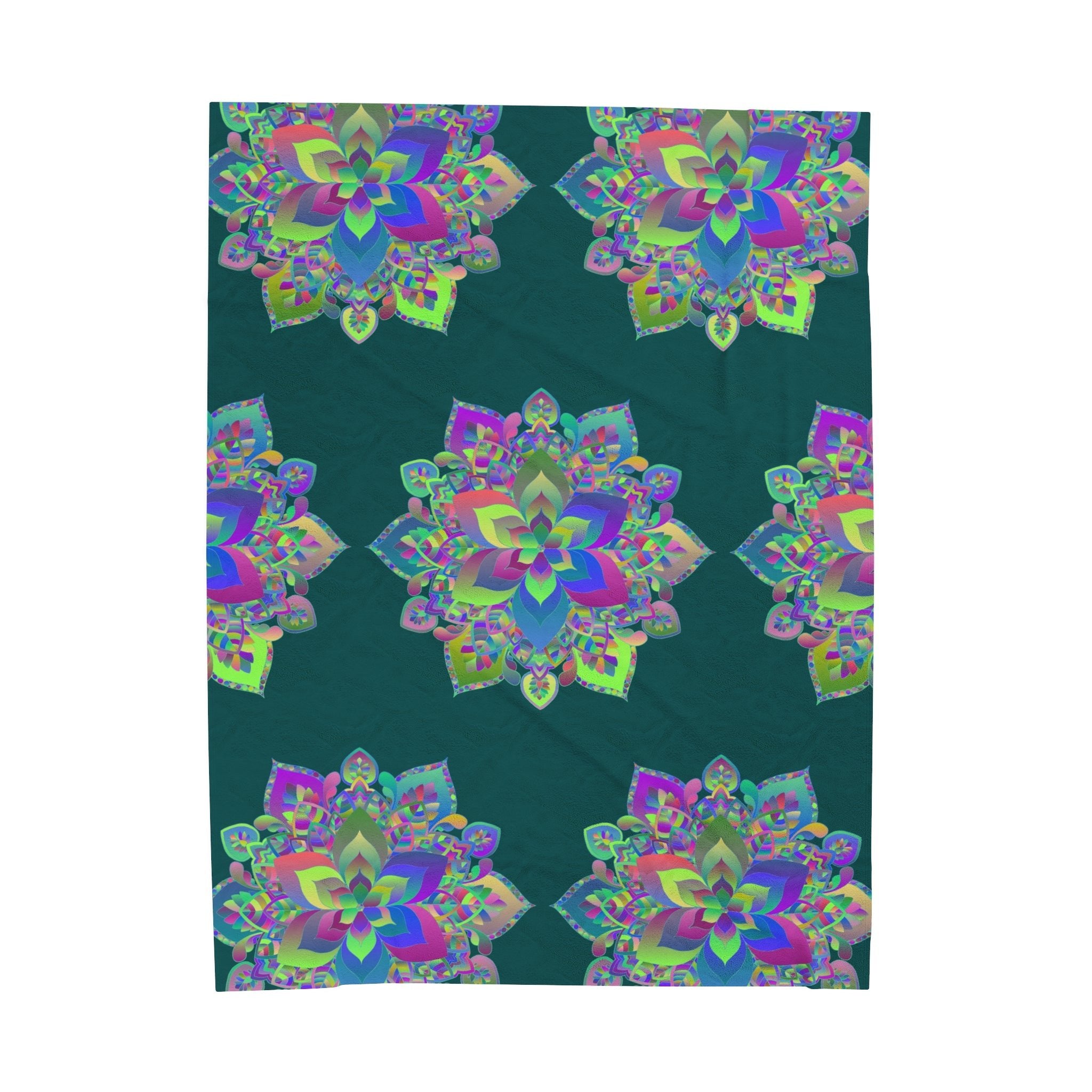 Plush Mandala Art Blanket - Dark Teal, Standard Size All Over Prints - Blululi