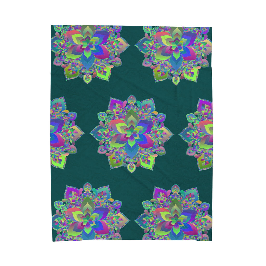 Plush Mandala Art Blanket - Dark Teal, Standard Size All Over Prints - Blululi