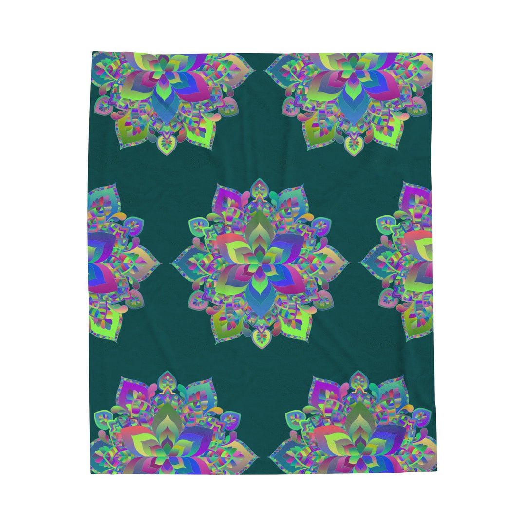 Plush Mandala Art Blanket - Dark Teal, Standard Size All Over Prints - Blululi