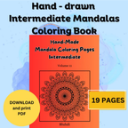 printable mandala coloring book cover – 19 hand-drawn pages PDF download