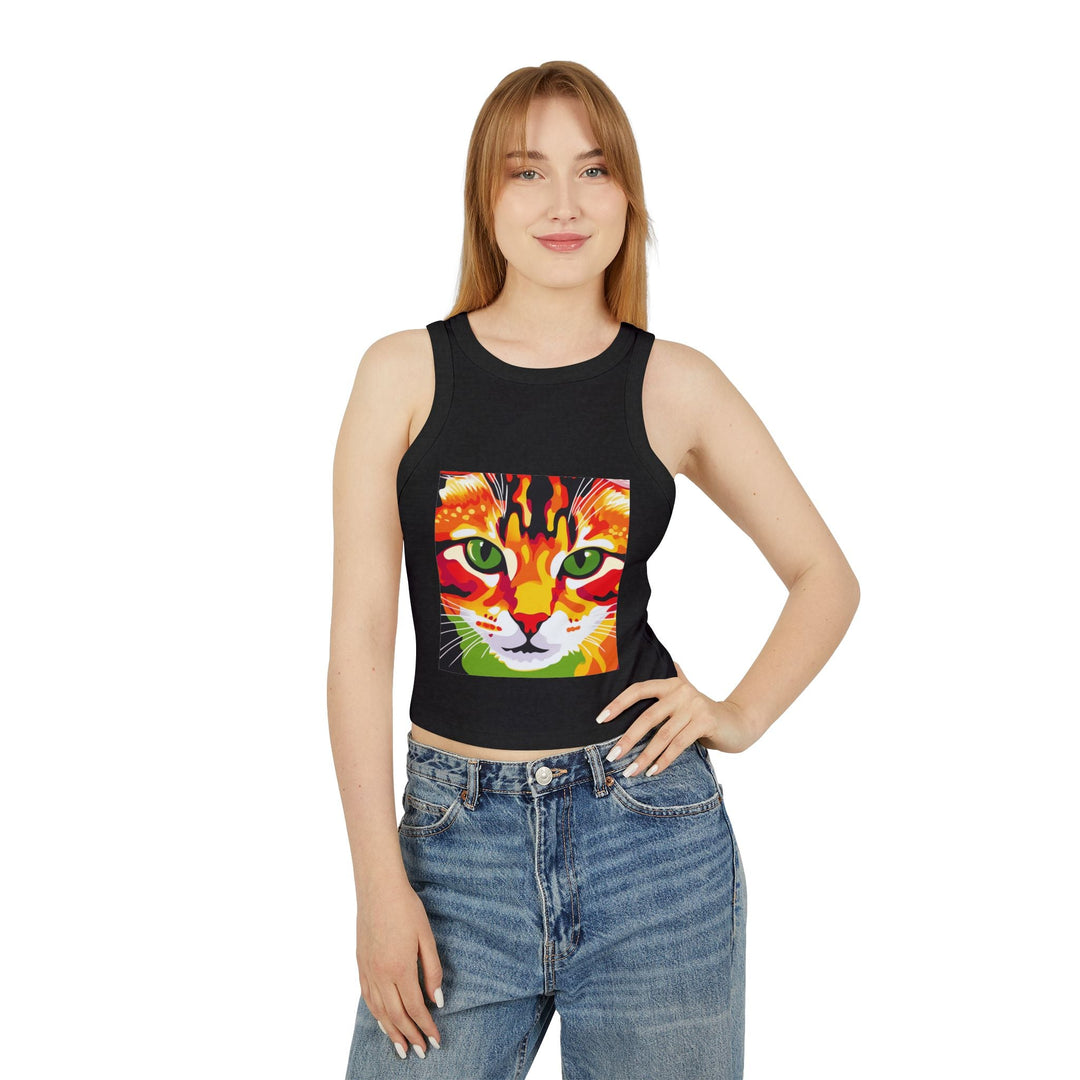 Psychedelic Cat Tank Top - Vibrant Animal Art Tank Top - Blululi