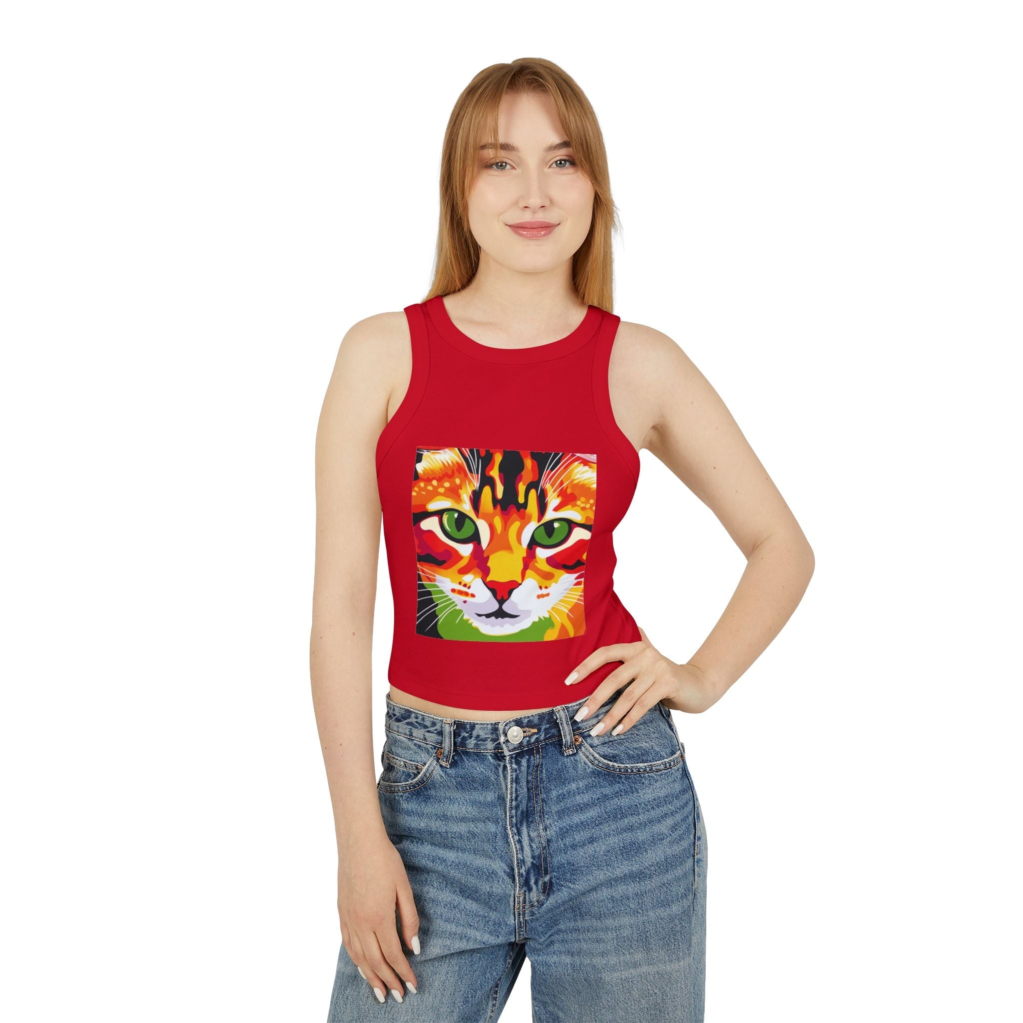 Psychedelic Cat Tank Top - Vibrant Animal Art Tank Top - Blululi