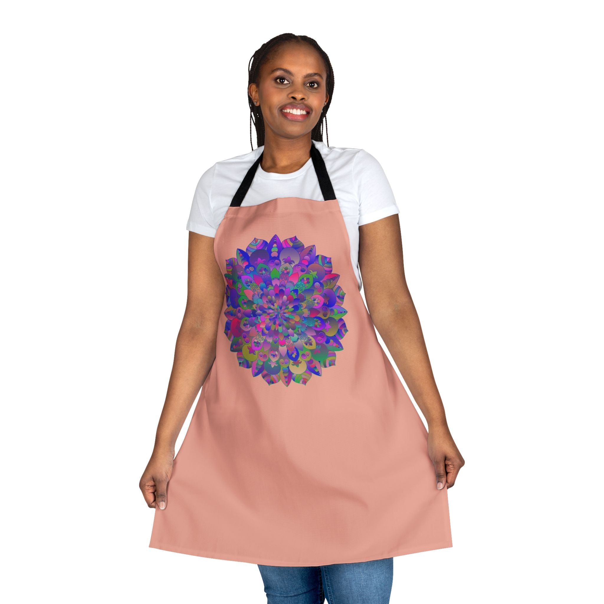 Psychedelic Mandala Apron - Apricot - Hand Drawn Art All Over Prints - Blululi