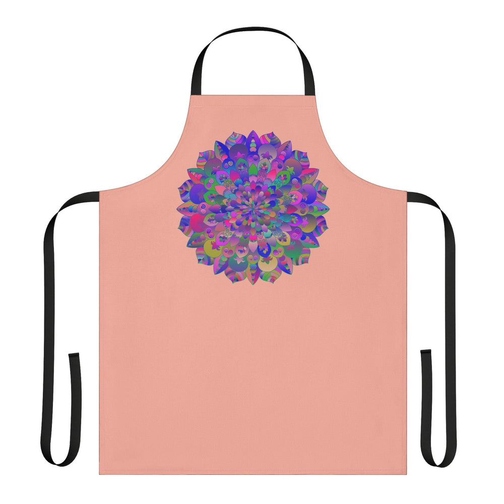 Psychedelic Mandala Apron - Apricot - Hand Drawn Art All Over Prints - Blululi