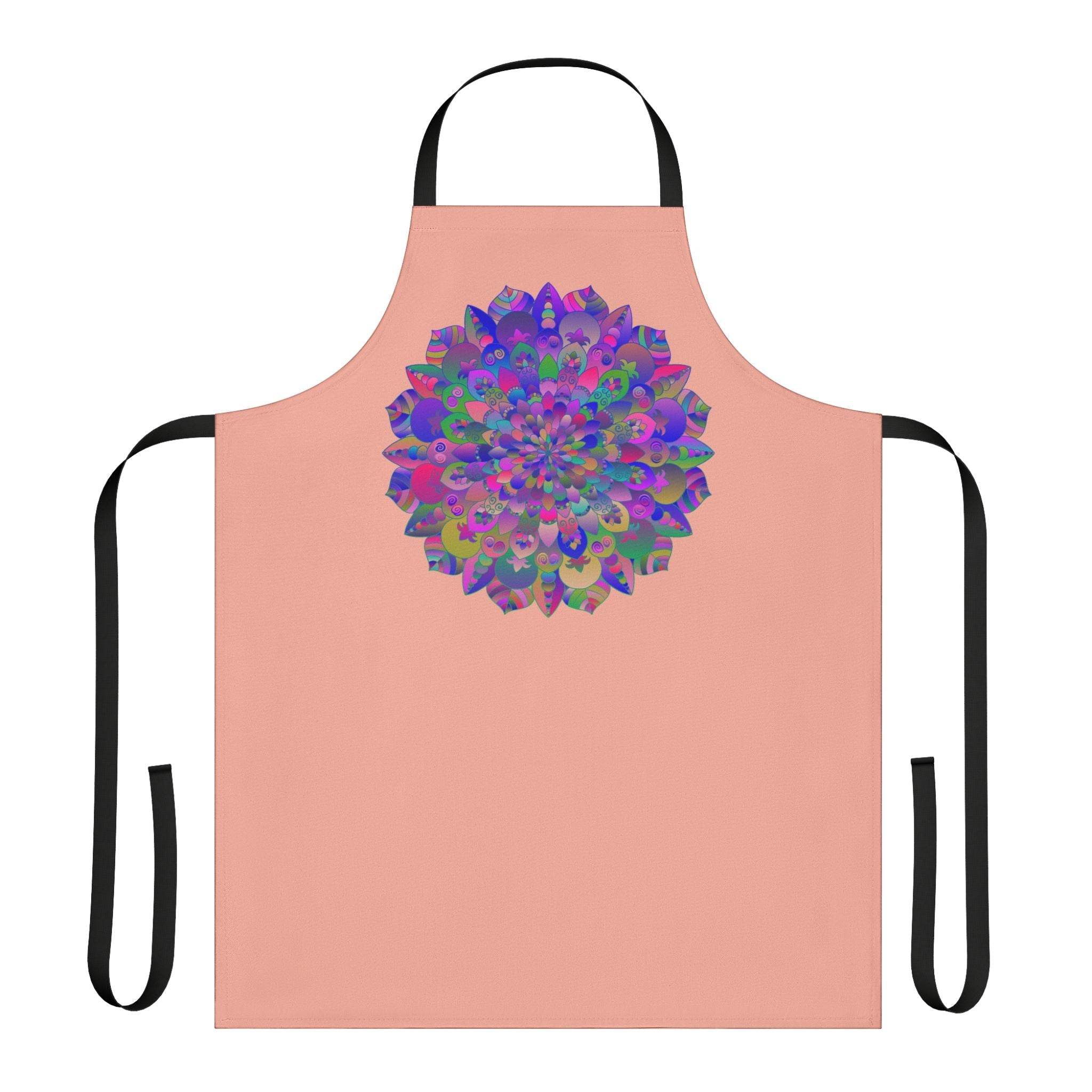 Psychedelic Mandala Apron - Apricot - Hand Drawn Art All Over Prints - Blululi