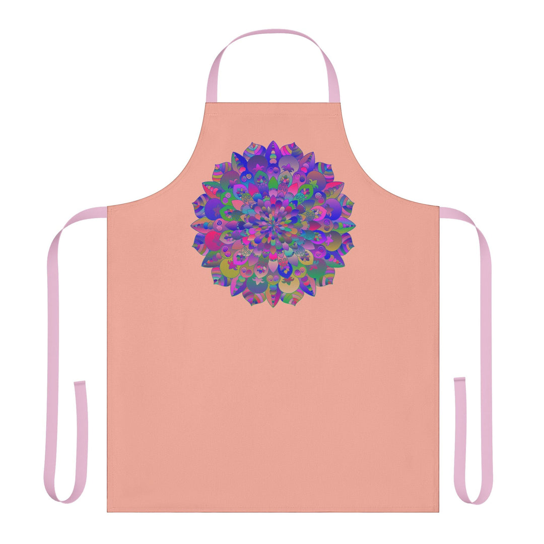 Psychedelic Mandala Apron - Apricot - Hand Drawn Art All Over Prints - Blululi