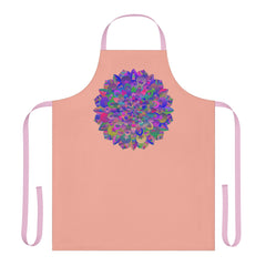 Psychedelic Mandala Apron - Apricot - Hand Drawn Art All Over Prints - Blululi