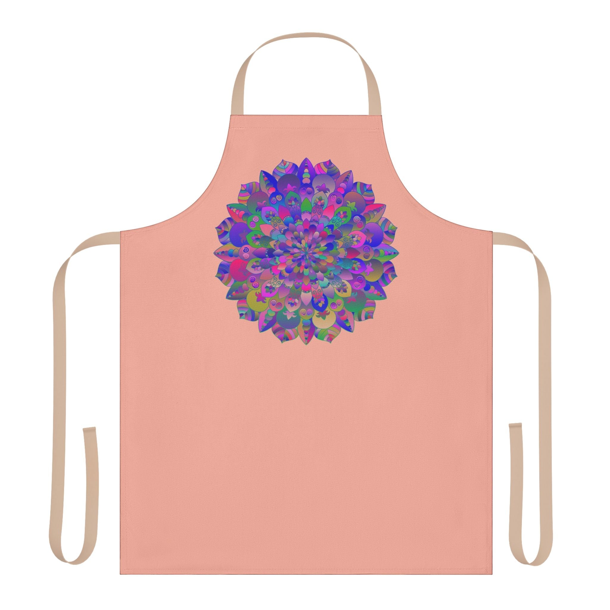 Psychedelic Mandala Apron - Apricot - Hand Drawn Art All Over Prints - Blululi