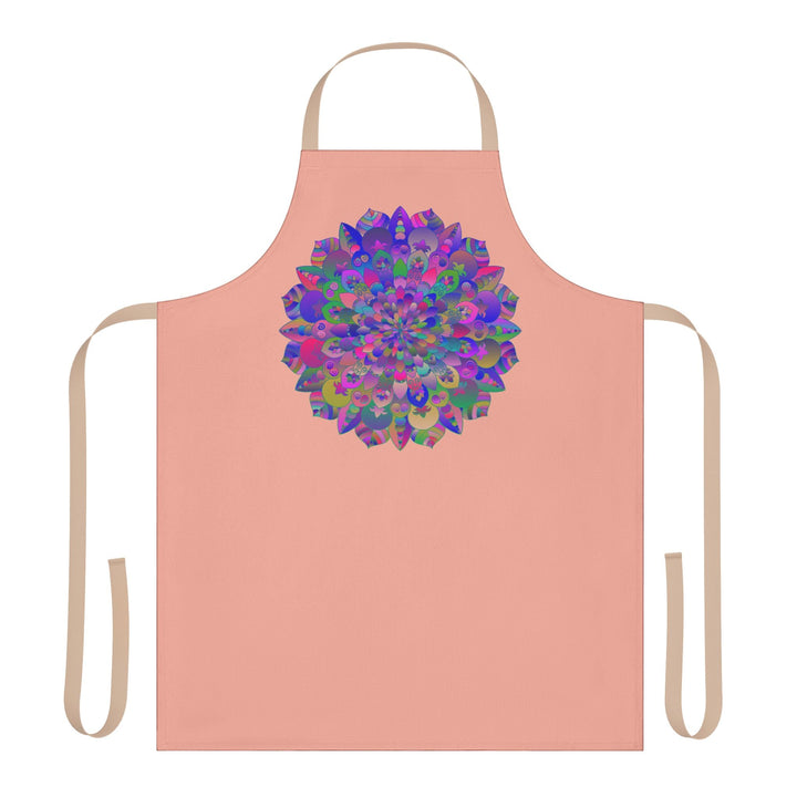 Psychedelic Mandala Apron - Apricot - Hand Drawn Art All Over Prints - Blululi