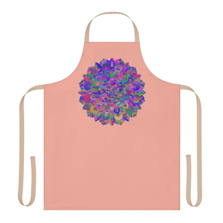 Psychedelic Mandala Apron - Apricot - Hand Drawn Art All Over Prints - Blululi