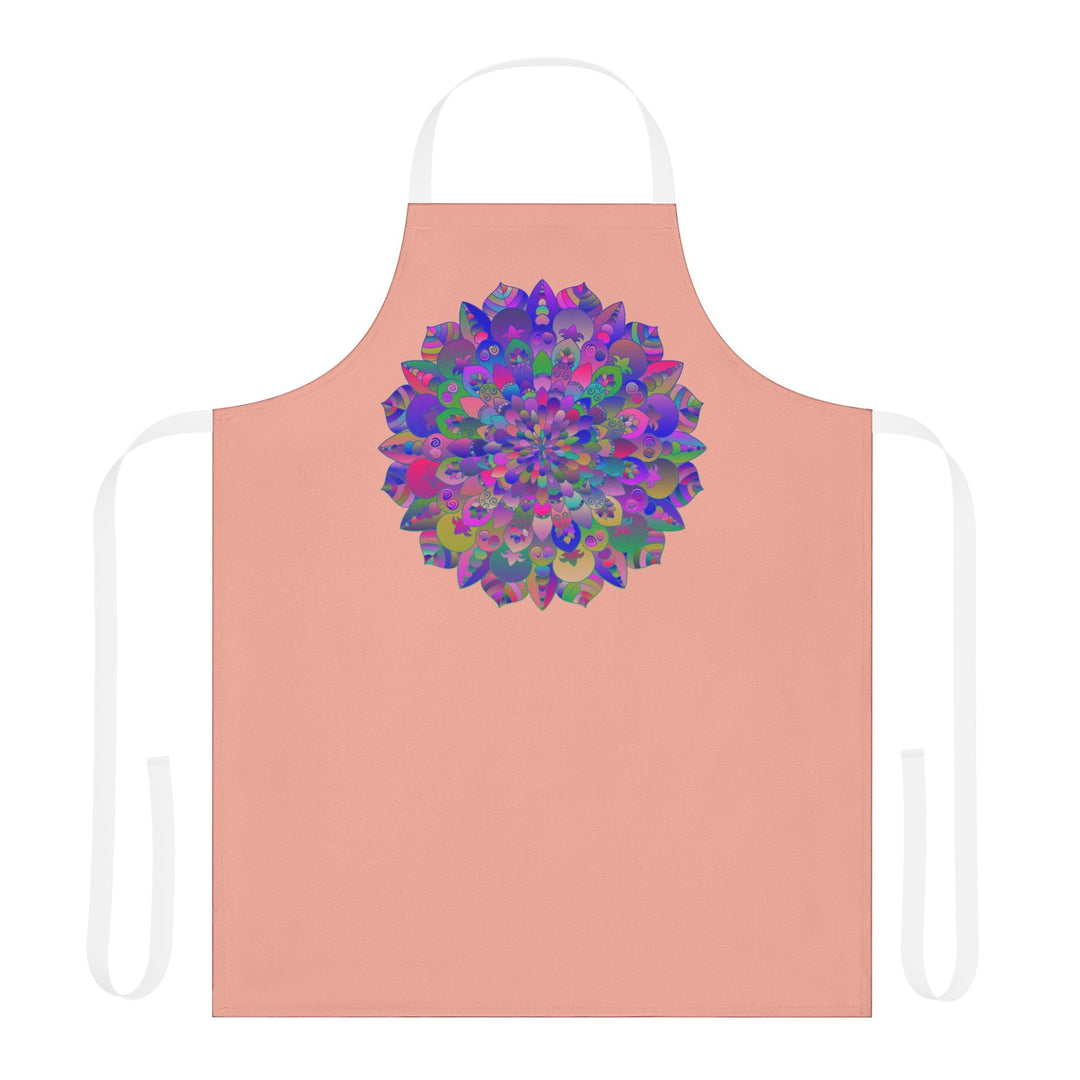 Psychedelic Mandala Apron - Apricot - Hand Drawn Art All Over Prints - Blululi