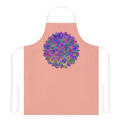 Psychedelic Mandala Apron - Apricot - Hand Drawn Art All Over Prints - Blululi