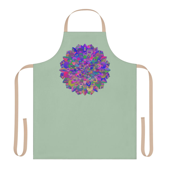 Psychedelic Mandala Apron - Sage Green All Over Prints - Blululi