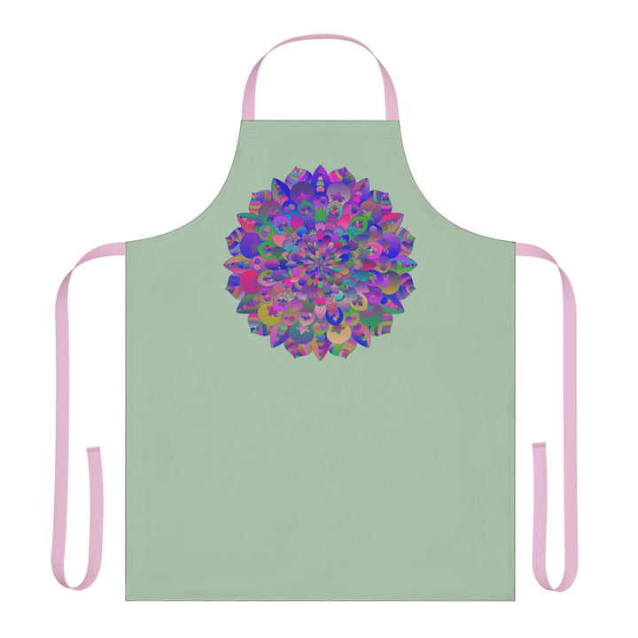 Psychedelic Mandala Apron - Sage Green All Over Prints - Blululi