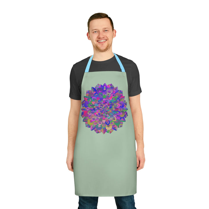 Psychedelic Mandala Apron - Sage Green All Over Prints - Blululi