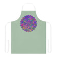 Psychedelic Mandala Apron - Sage Green All Over Prints - Blululi