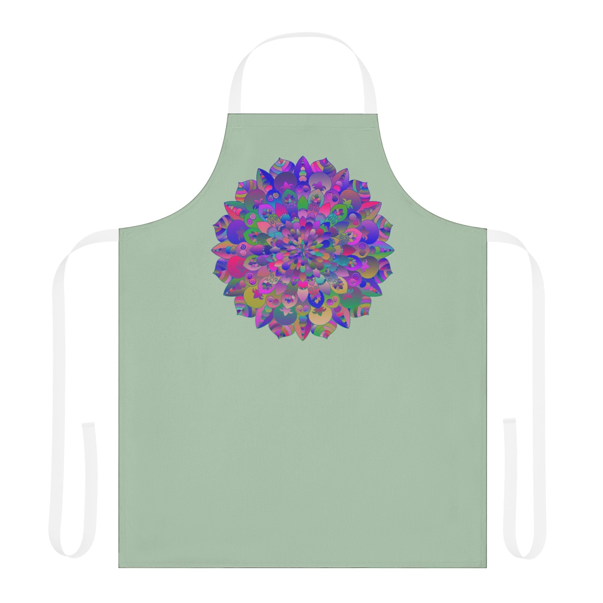 Psychedelic Mandala Apron - Sage Green All Over Prints - Blululi