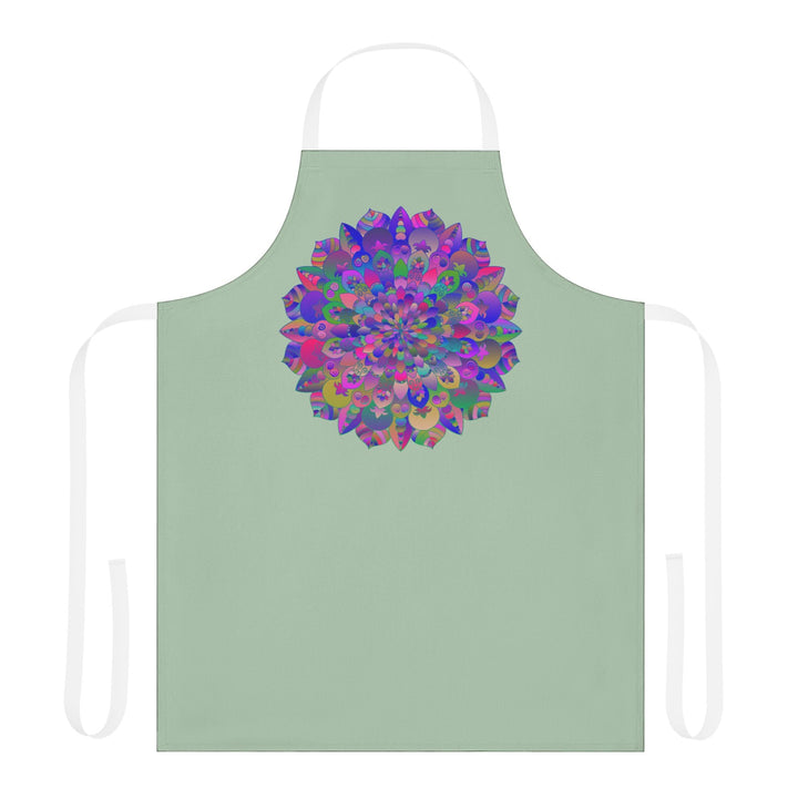 Psychedelic Mandala Apron - Sage Green All Over Prints - Blululi