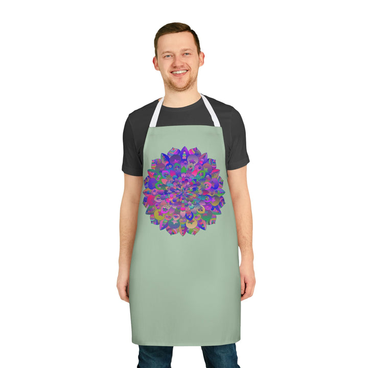 Psychedelic Mandala Apron - Sage Green All Over Prints - Blululi