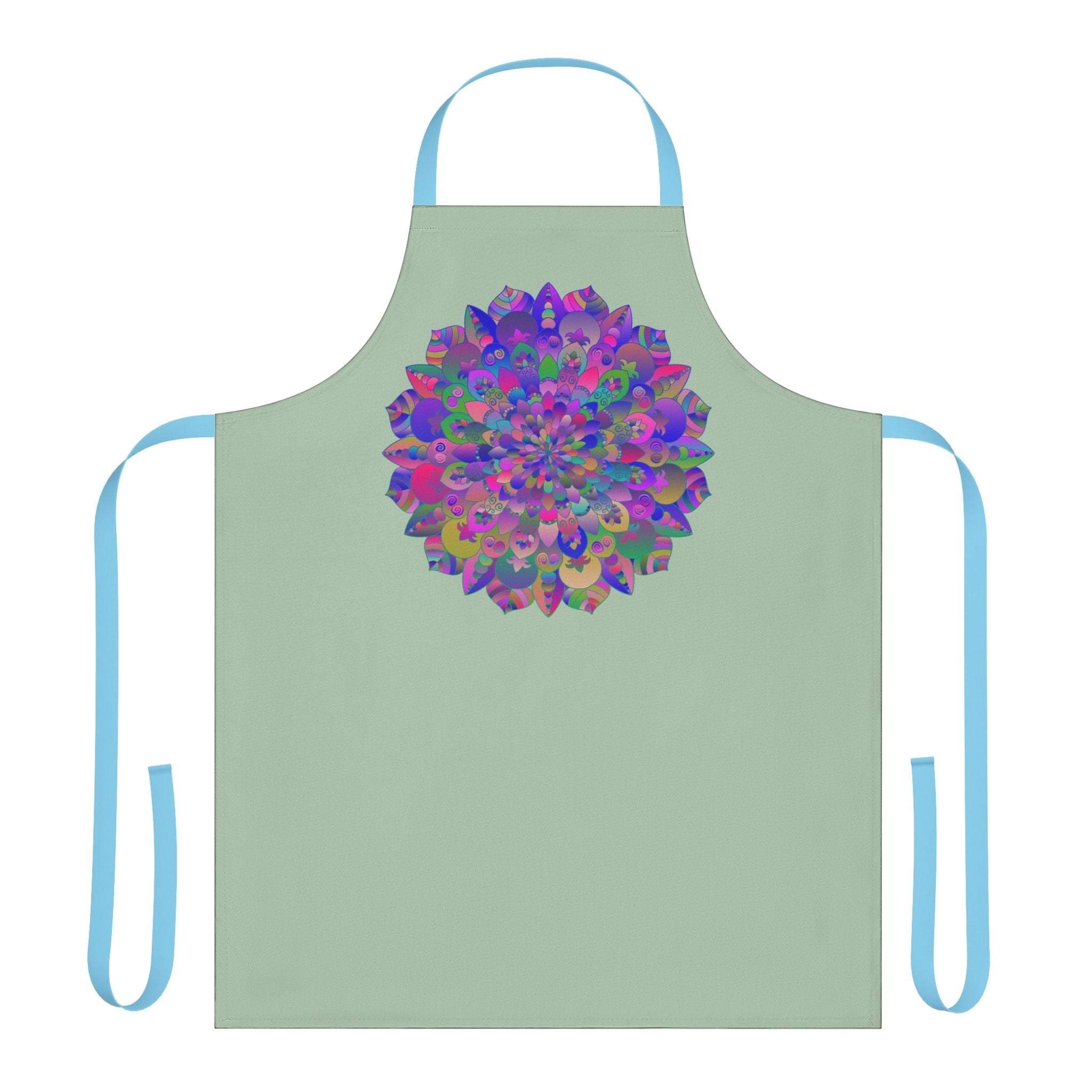 Psychedelic Mandala Apron - Sage Green All Over Prints - Blululi