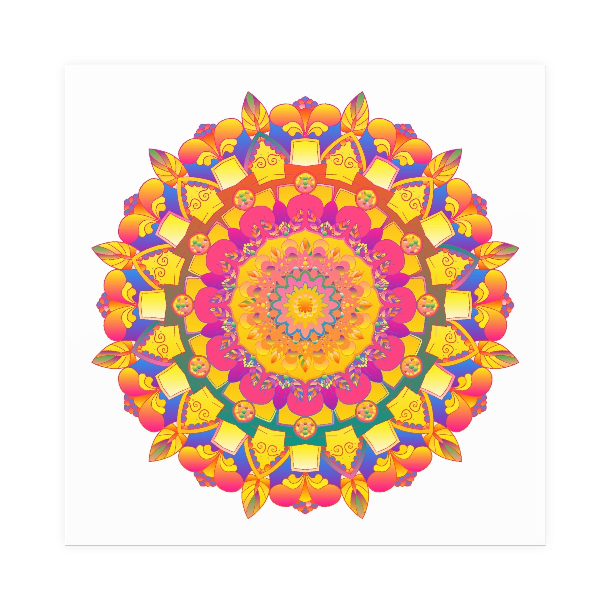 Psychedelic Mandala Poster - Vibrant Floral Art Poster - Blululi