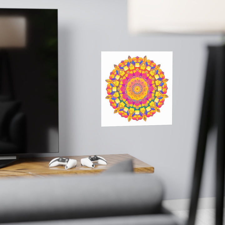 Psychedelic Mandala Poster - Vibrant Floral Art Poster - Blululi