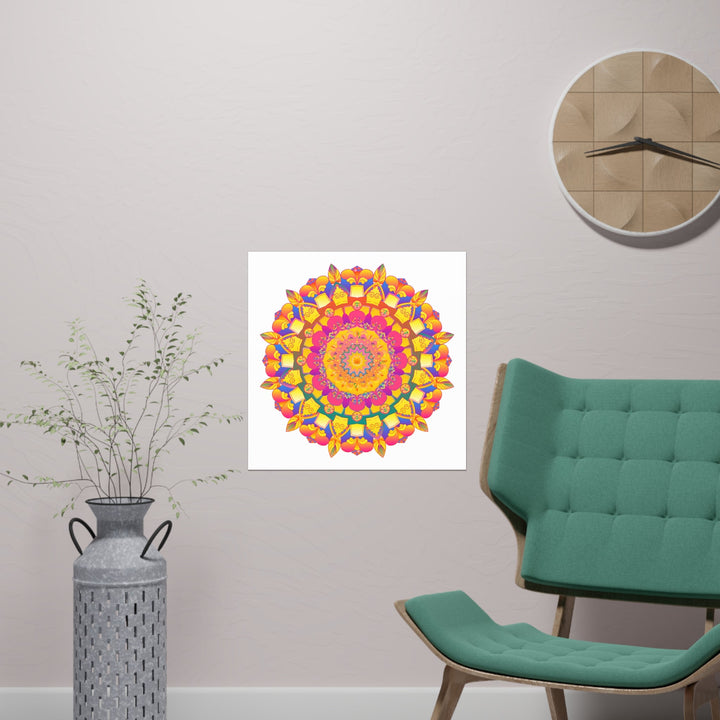 Psychedelic Mandala Poster - Vibrant Floral Art Poster - Blululi