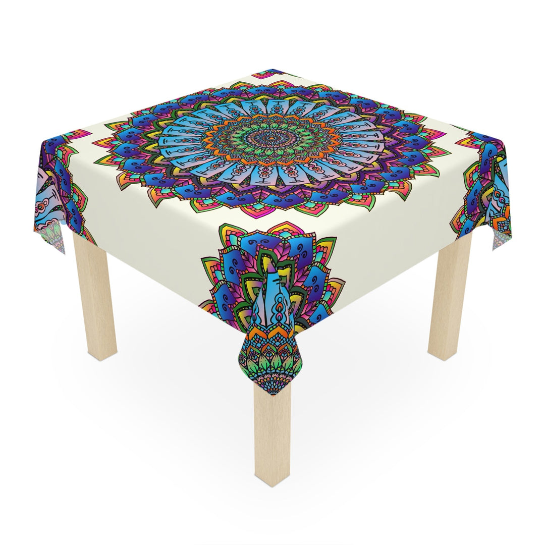 Psychedelic Mandala Tablecloth - Ivory Home Decor - Blululi