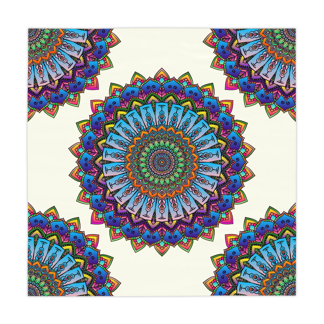 Psychedelic Mandala Tablecloth - Ivory Home Decor - Blululi