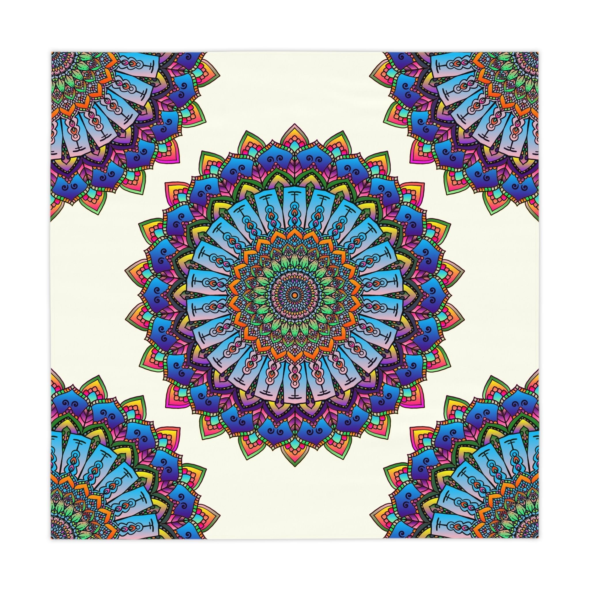 Psychedelic Mandala Tablecloth - Ivory Home Decor - Blululi