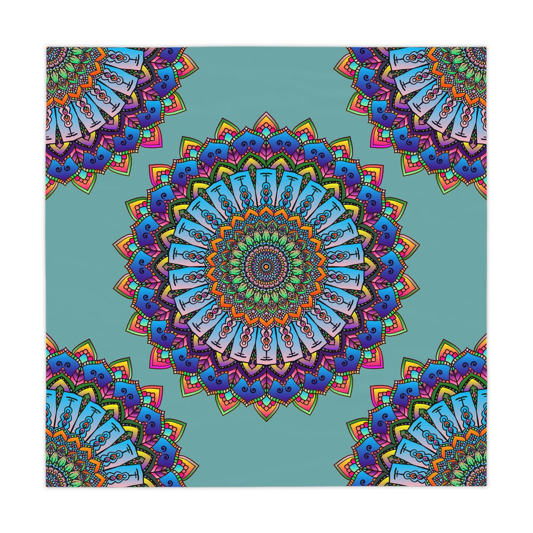 Psychedelic Mandala Tablecloth - Sage Green Home Decor - Blululi