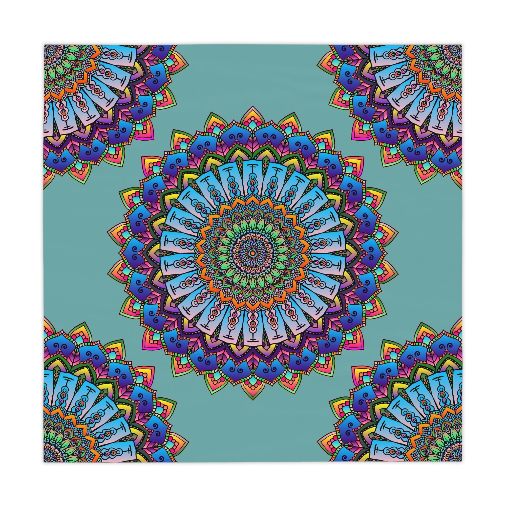 Psychedelic Mandala Tablecloth - Sage Green Home Decor - Blululi