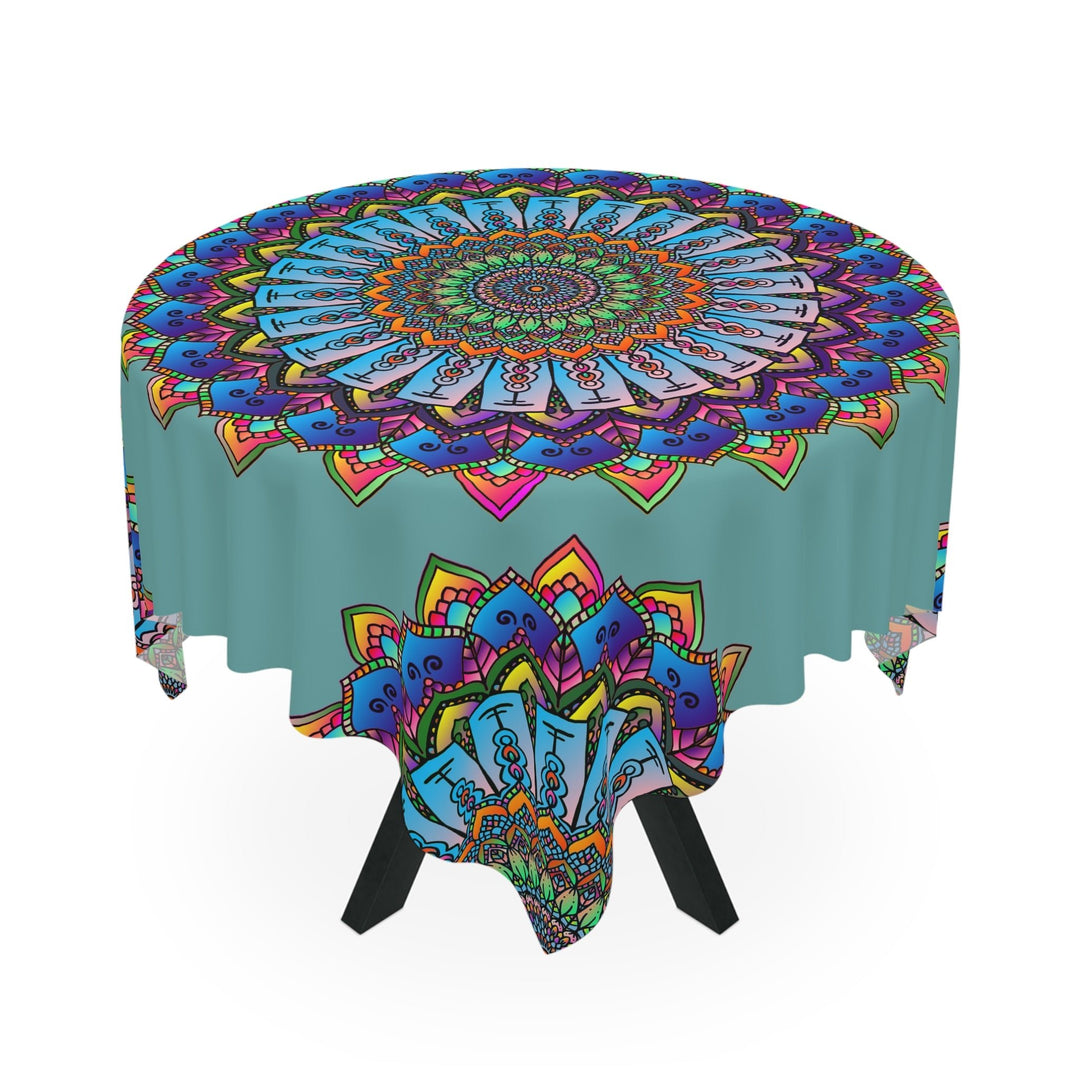 Psychedelic Mandala Tablecloth - Sage Green Home Decor - Blululi