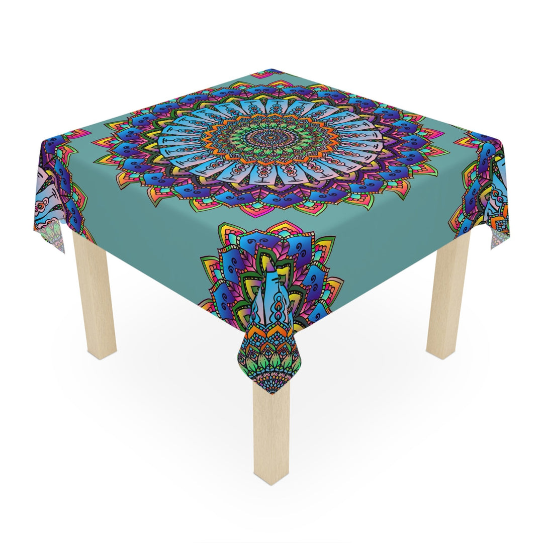 Psychedelic Mandala Tablecloth - Sage Green Home Decor - Blululi