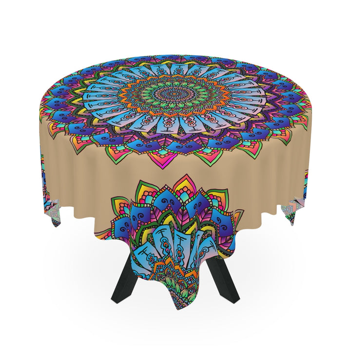 Psychedelic Mandala Tablecloth - Vibrant Sand Art Home Decor - Blululi