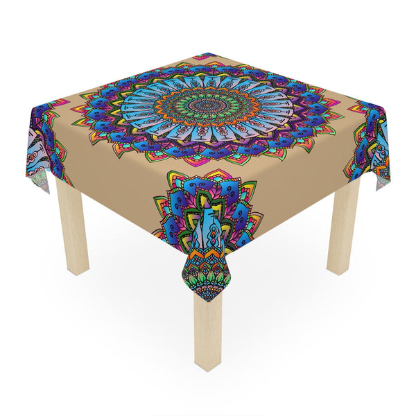 Psychedelic Mandala Tablecloth - Vibrant Sand Art Home Decor - Blululi