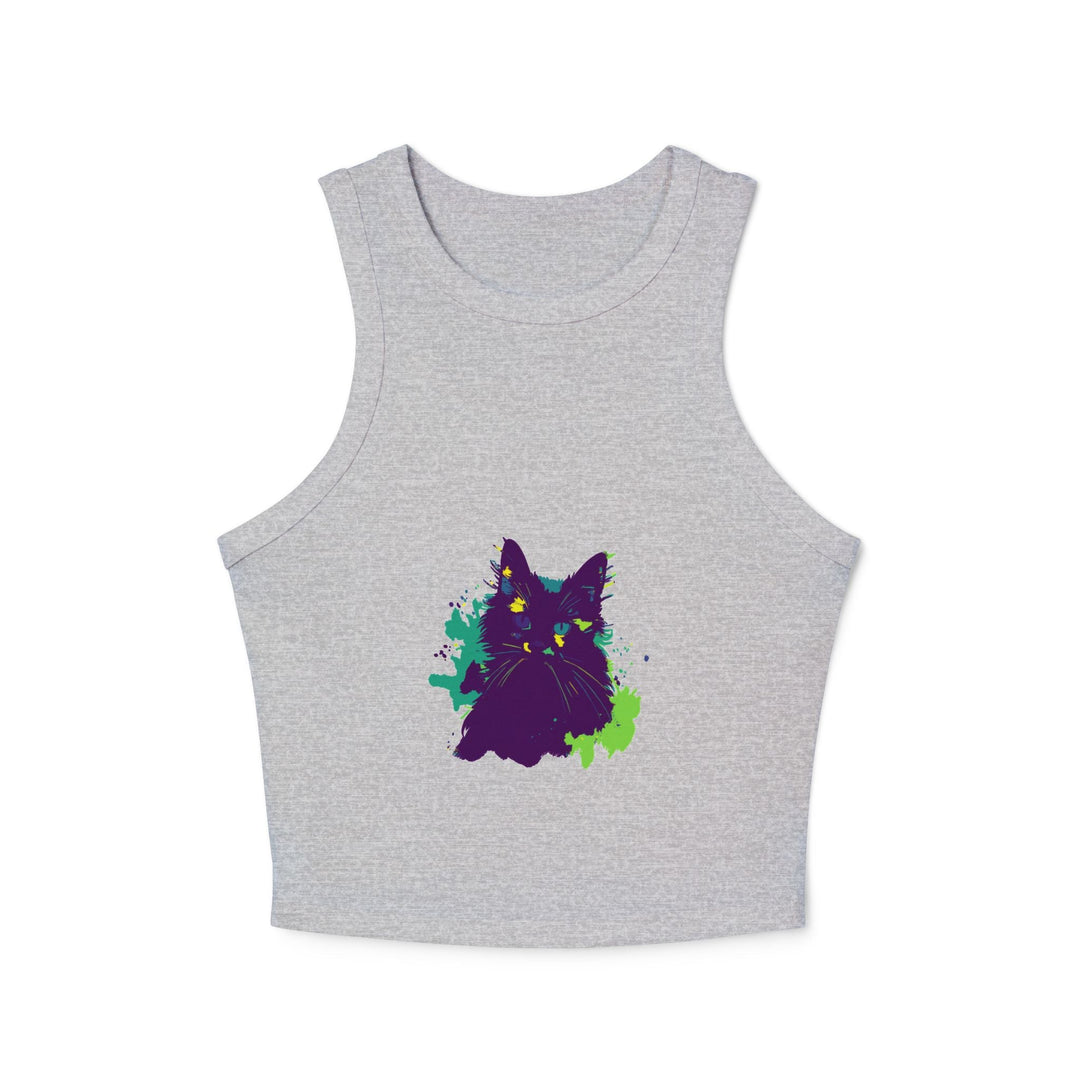 Purple Cat Watercolor Racerback Tank Top Tank Top - Blululi