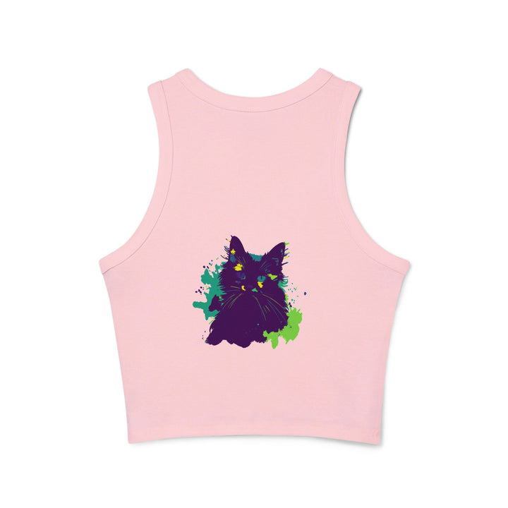 Purple Cat Watercolor Racerback Tank Top Tank Top - Blululi