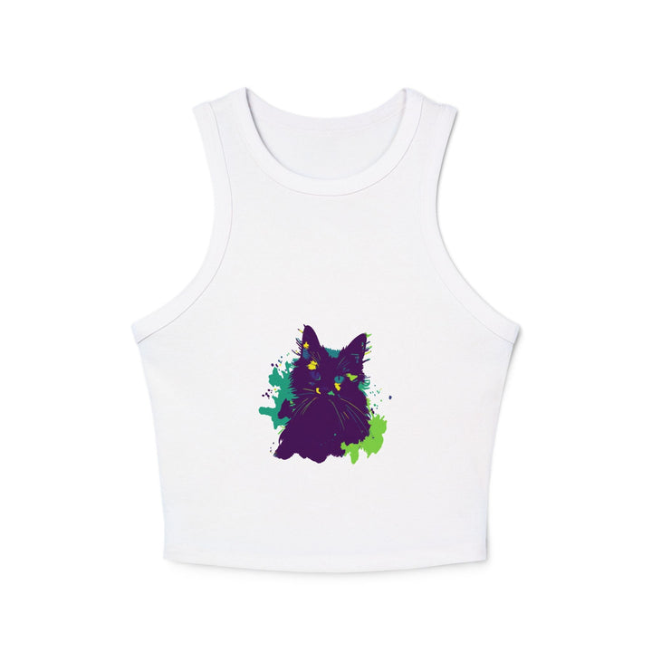 Purple Cat Watercolor Racerback Tank Top Tank Top - Blululi