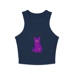 Purple Cat Watercolor Racerback Tank Top Tank Top - Blululi