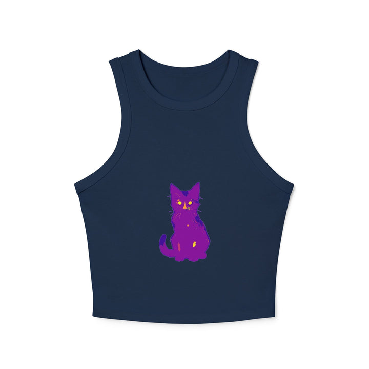 Purple Cat Watercolor Racerback Tank Top Tank Top - Blululi